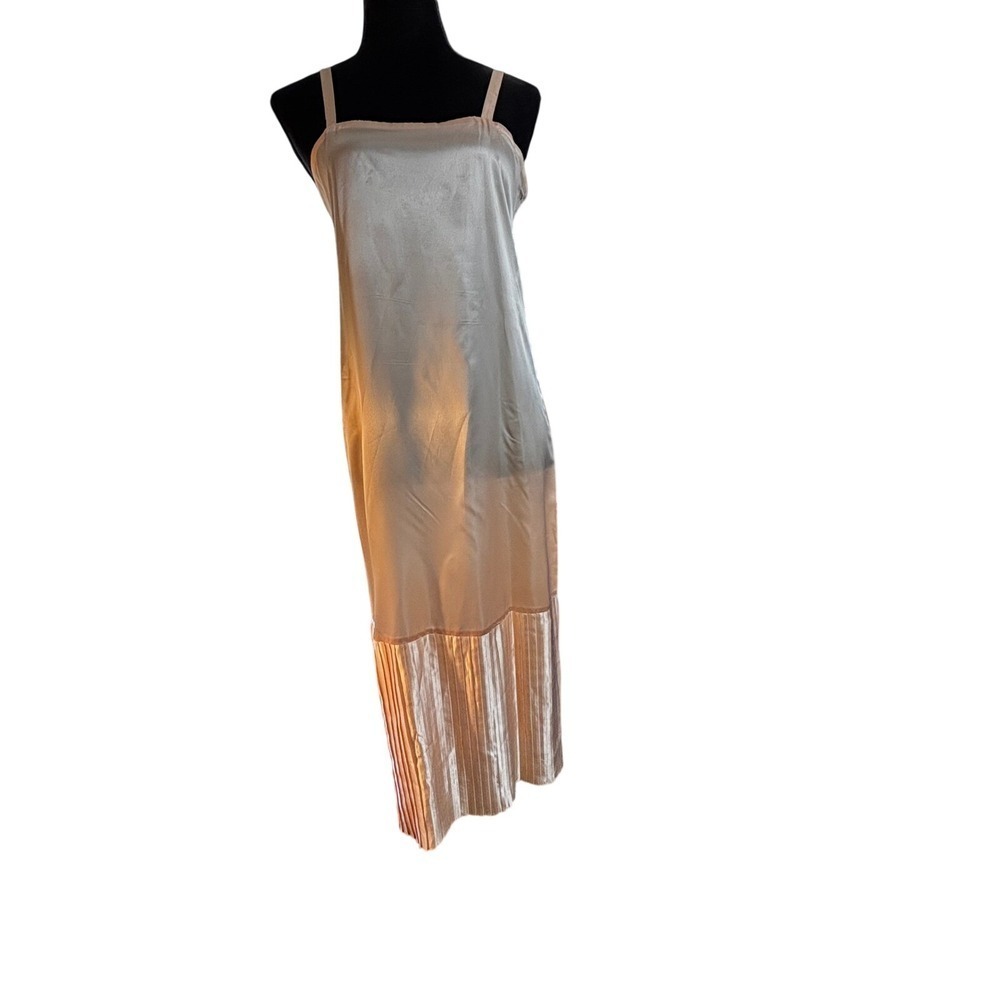 Scott McClintock Vintage Peach Satin Slip Dress Accordion Pleated Hem Size 6